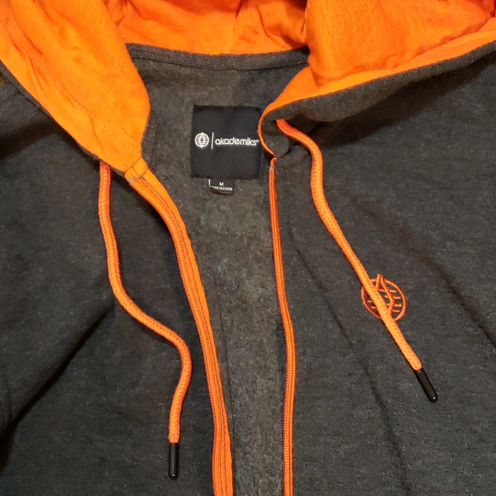 Akademiks orange zip up hoodie sweater